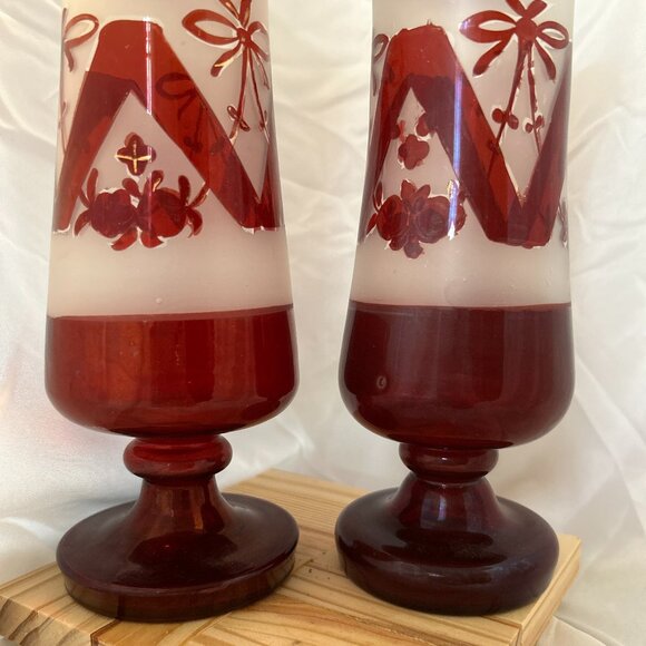 Czech Red Glass Vases - Picture 8 of 9